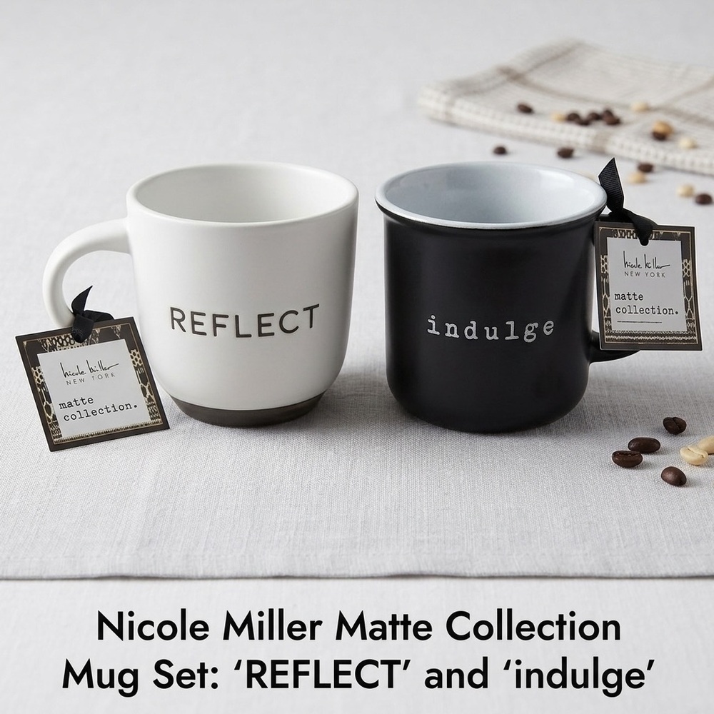 💐☕✨ Nicole Miller Matte Collection Ceramic Mug Black or White